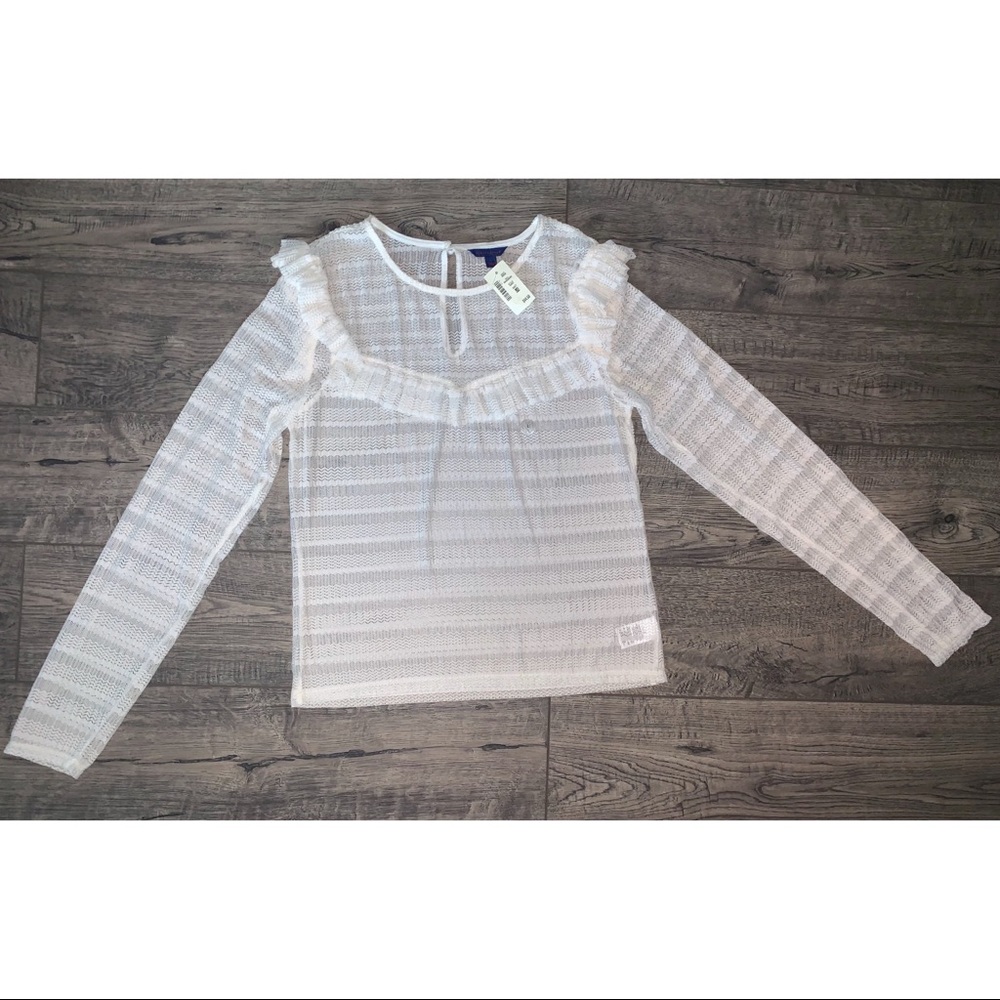 NWT Aeropostale Off White All Lace Long Sleeve Top